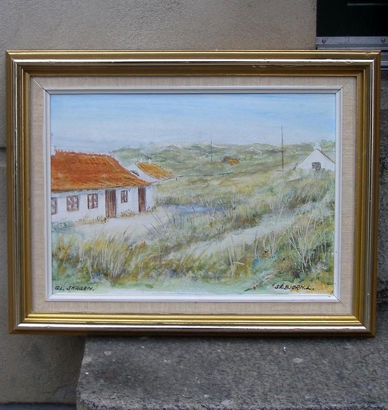 Houses in the dunes. Old Skagen, Denmark. Ca. 1950. Signed.