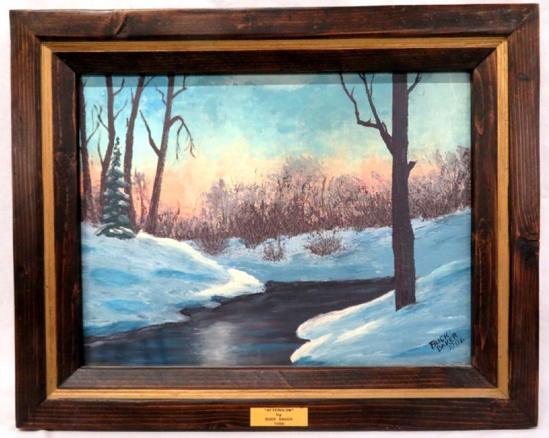 OIL PAINTING «AFTERGLOW» BY BUCK BAKER ARTIST – FRAMED 19″ X 15 1/2″