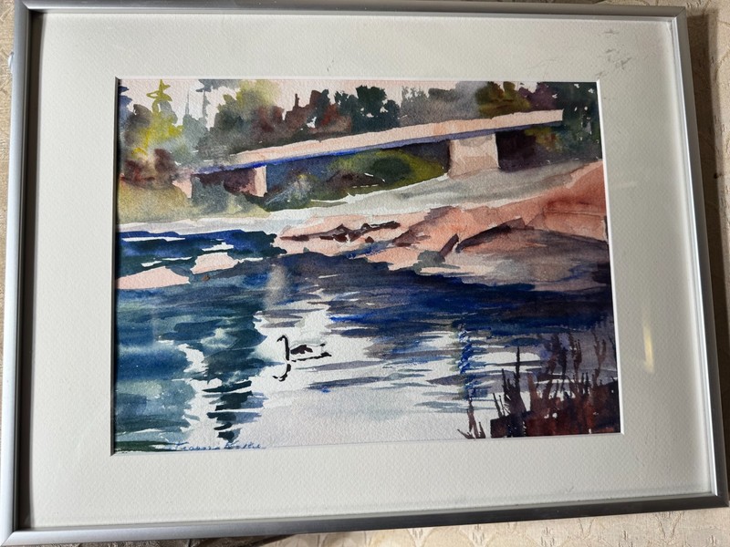 Jeanne P Kelly (1929-2025) «Peaceful Waters» Watercolor Painting – Signed/Framed