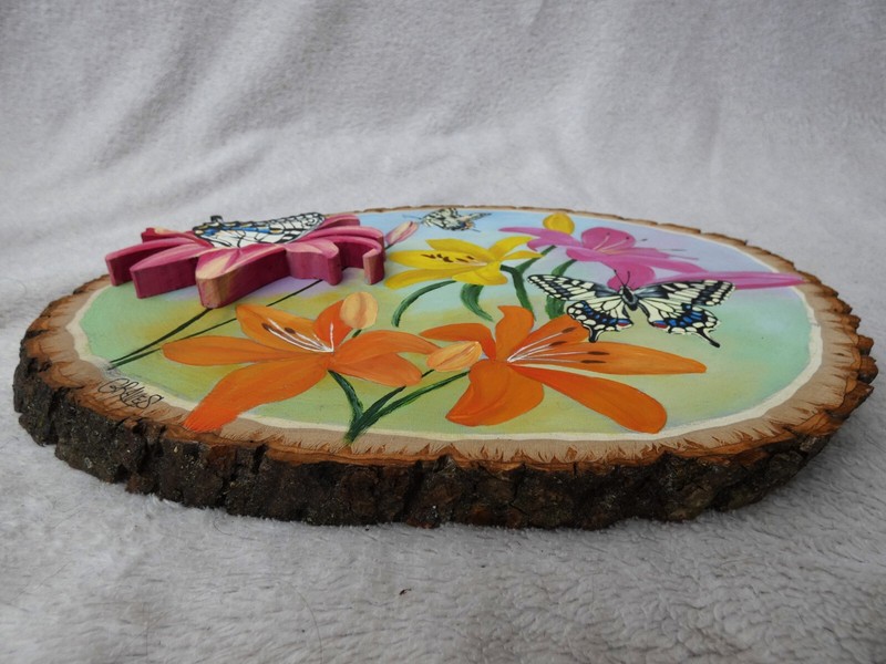 Hand Painted Swallowtail Butterfly In Lilly Wood Cut-Out By Phyllis gallery