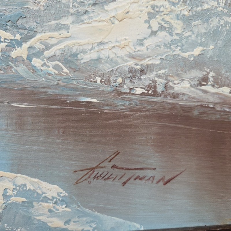 FRAMED G WHITMAN ORIGINAL OIL ON CANVAS PAINTING NATURE SNOWY FOREST LAKE 28×24 gallery