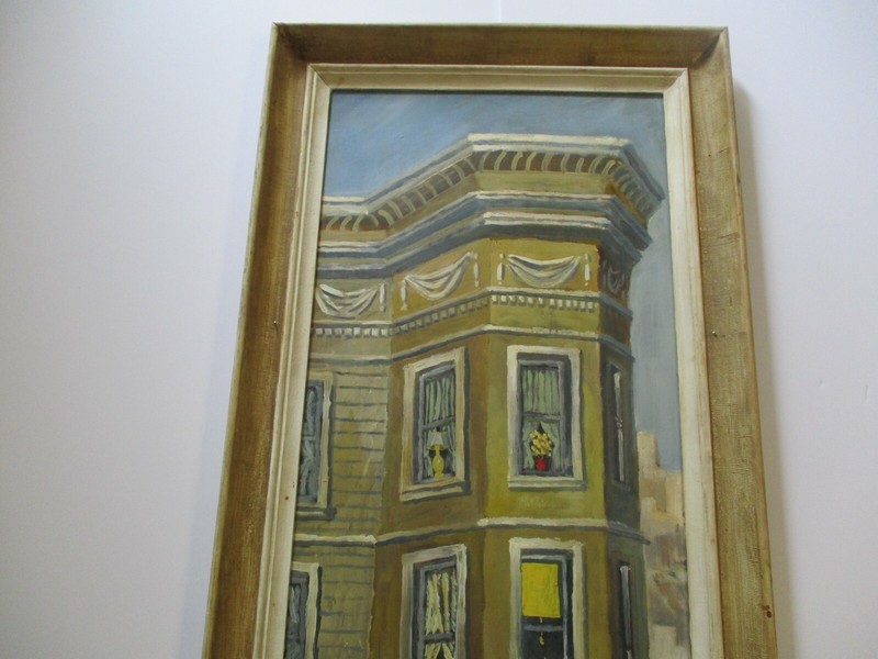 LARGE OIL PAINTING KITTY CAT KITTINGER URBAN SAN FRANCSICO REGIONALISM HISTORIC gallery