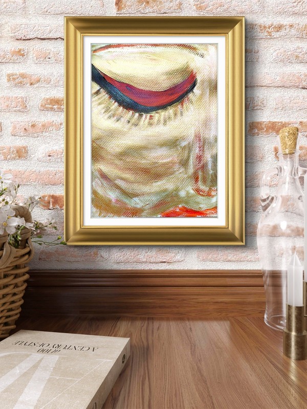 Golden Lady Looks Down Contemporary Expressionist Original Watercolor 9x12 Paper gallery