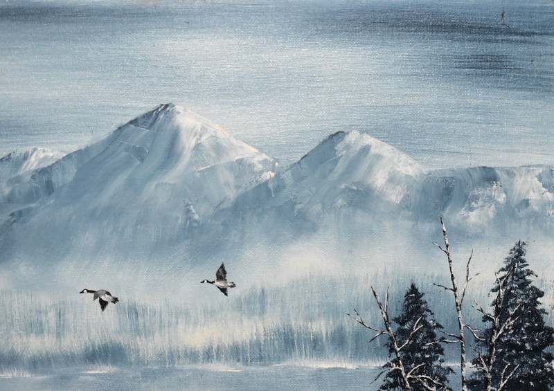 Shirley A. Jackson "Snow And Ice" Original Oil Painting 18" X 14" Frozen Lake gallery