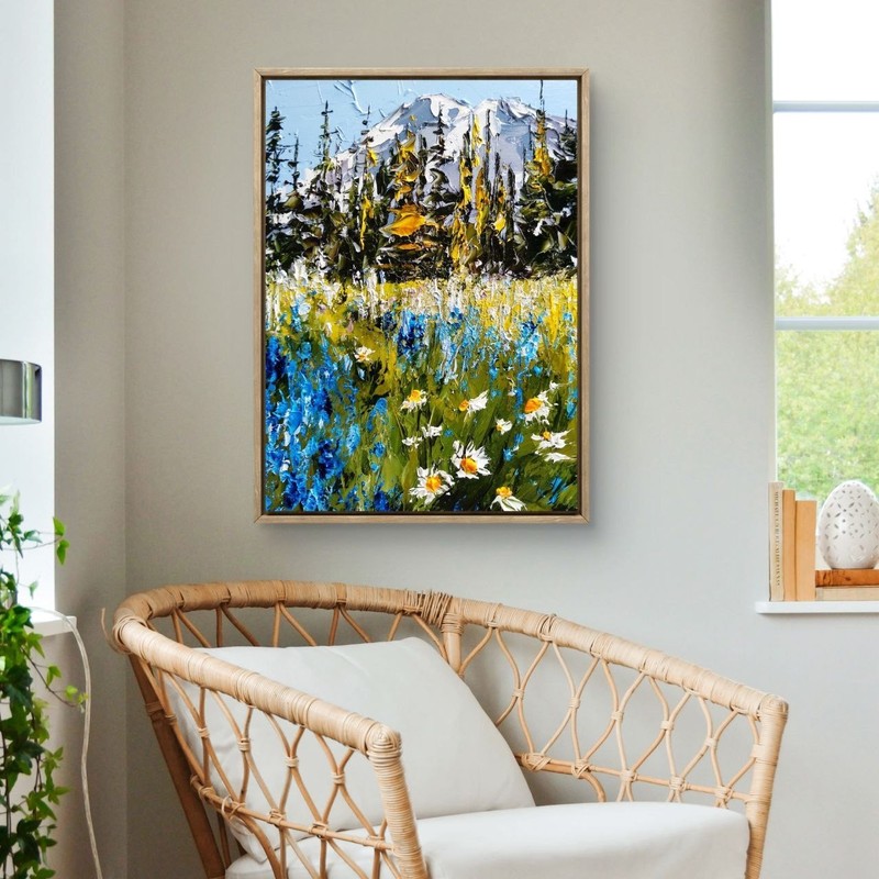 Original Oil Painting on Canvas Mount Rainier Art Large Mountain Landscape OOAK gallery