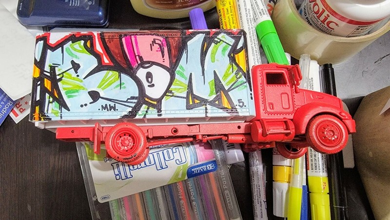 GRAFFITI TRUCK BY «BOM5 AND NAC143» LISTED ARTIST*$200/free shipping only USA.