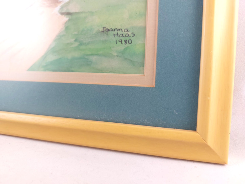 Original Watercolor Painting, Country Landscape with Church, Joanna Haas, 1980 gallery