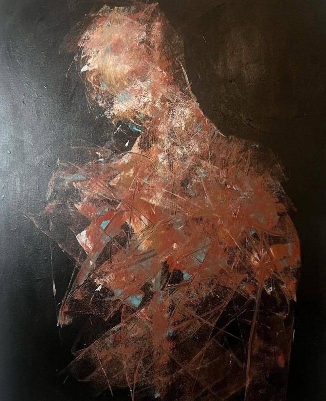 Original Painting By Chris Butler “Conflict” Acrylic On Canvas 40×30 New 2025