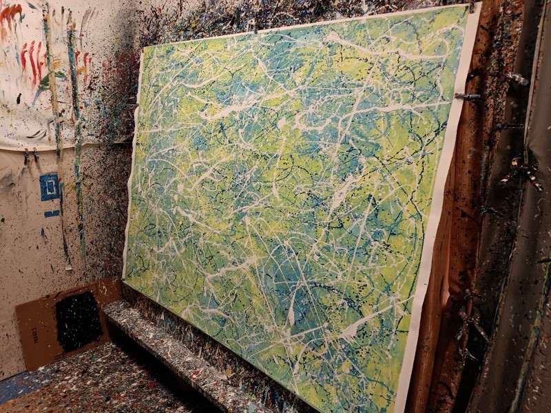 Jackson Pollock Style Giant Canvas Painting 81”X62” (6 Foot 9 inch) Abstract