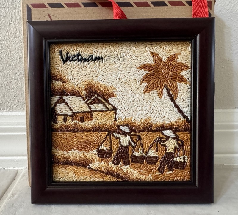 Thai Hoang Handcrafted Framed Rice Art Painting Made In Vietnam W/Gift Box 7.25”