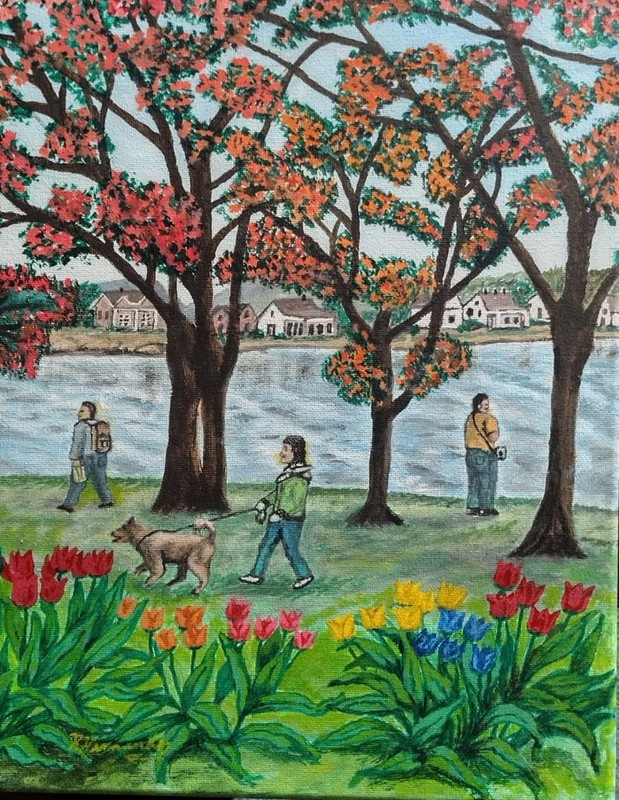 A Day at the Park (11X14, flat white canvas)