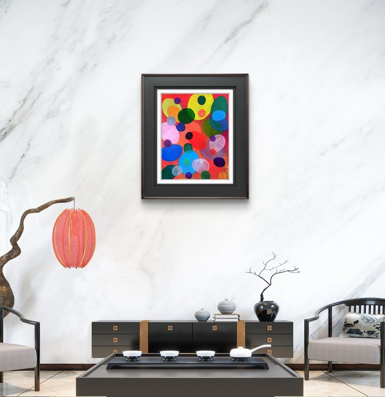 Mid Century Modern Abstract Acrylic Painting Colorful Art Original 11x14 gallery