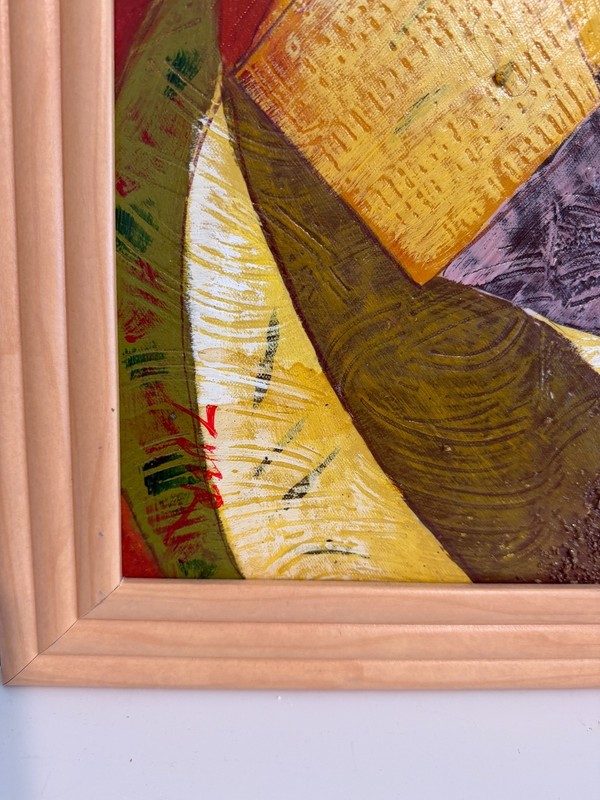 Alena Kalen Modern Geometric Original Abstract Oil Painting Cubist Reverie” COA gallery