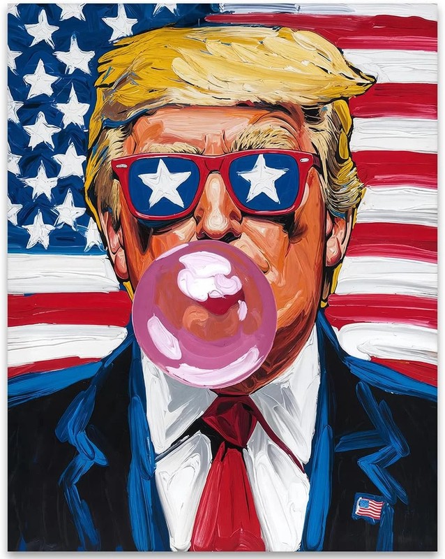 All Star Trump Blowing Bubble Gum Painting Pop Art 11×14 Unframed Poster – Humor