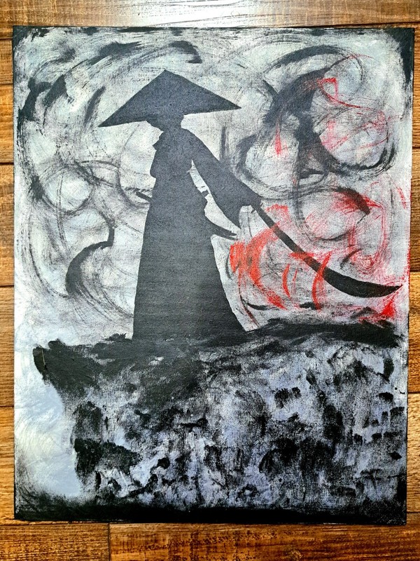 Echoes of Time – Whimsical Warrior Acrylic Painting
