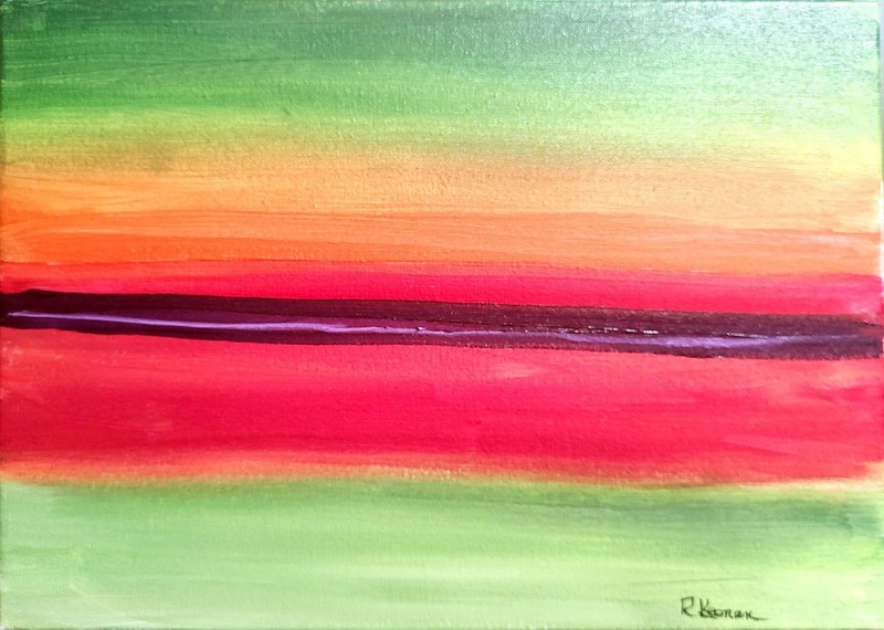 Green Fade bstract Original Acrylic Art on Canvas signed 12x’h x 16″w