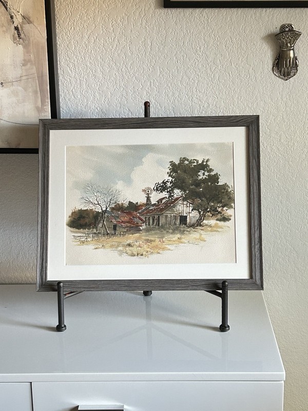 Original Watercolor “J Salvant” Rustic Barn Landscape 15×11 Framed Dated 1980