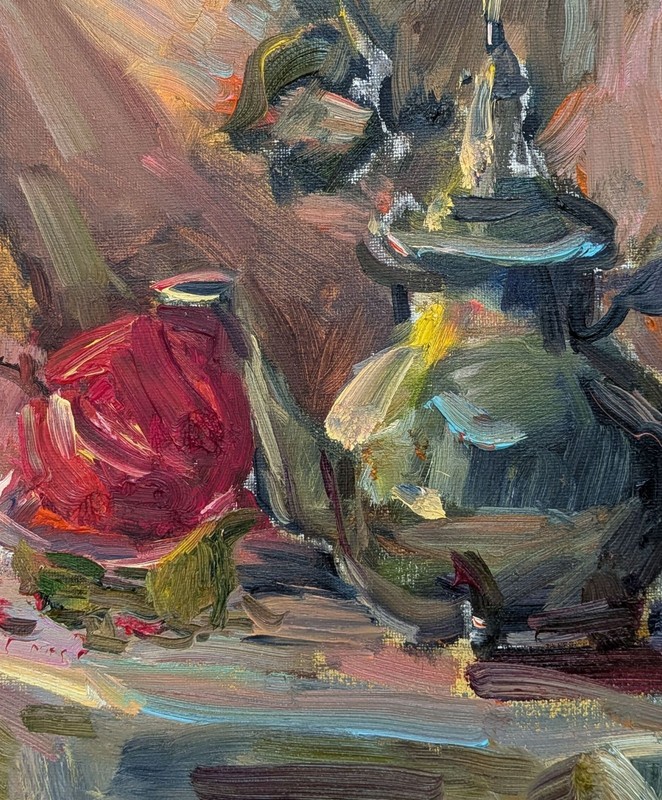 art 114 original oil painting canvas Still Life Art – Cultural Decor 12x12 in gallery