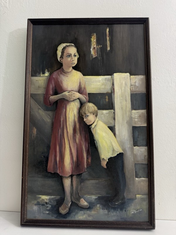 EDVARD MUNCH STYLED ORIGINAL ART ZAUCHA ORIGINAL OIL FAMILY SGND FRMD gallery