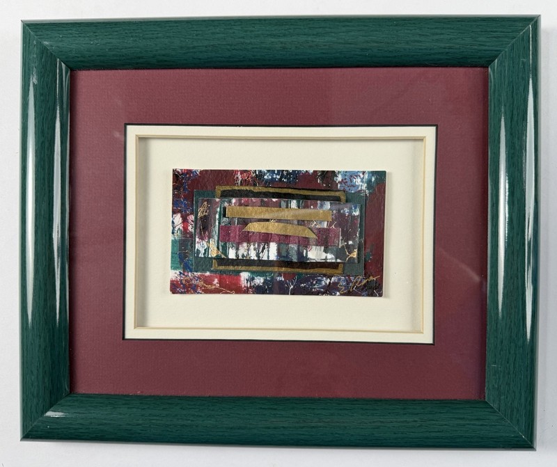 Original E. Rose Abstract 3D Mixed Media Painting Framed Signed Art 10×12”