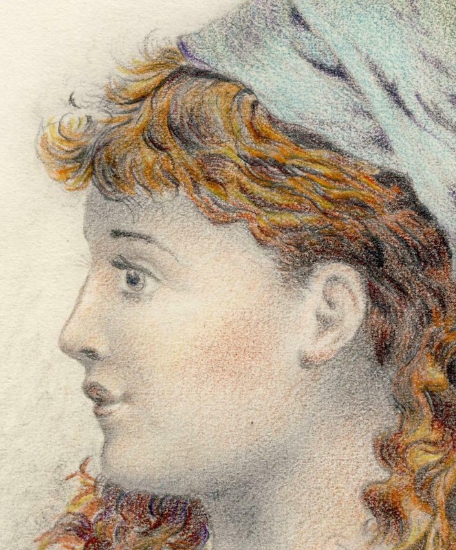 Antique Original Graphite & Colored Pencil Drawing by Eugene Grasset gallery