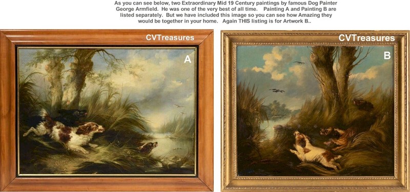 GEORGE ARMFIELD ANTIQUE OIL CANVAS PAINTING DOG CANINE Animal Fine ART B gallery