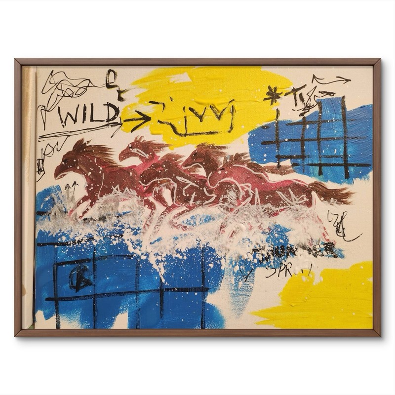 Abstract Expressioinist Horses Original Wall Art 14X11 Canvas Acrylic