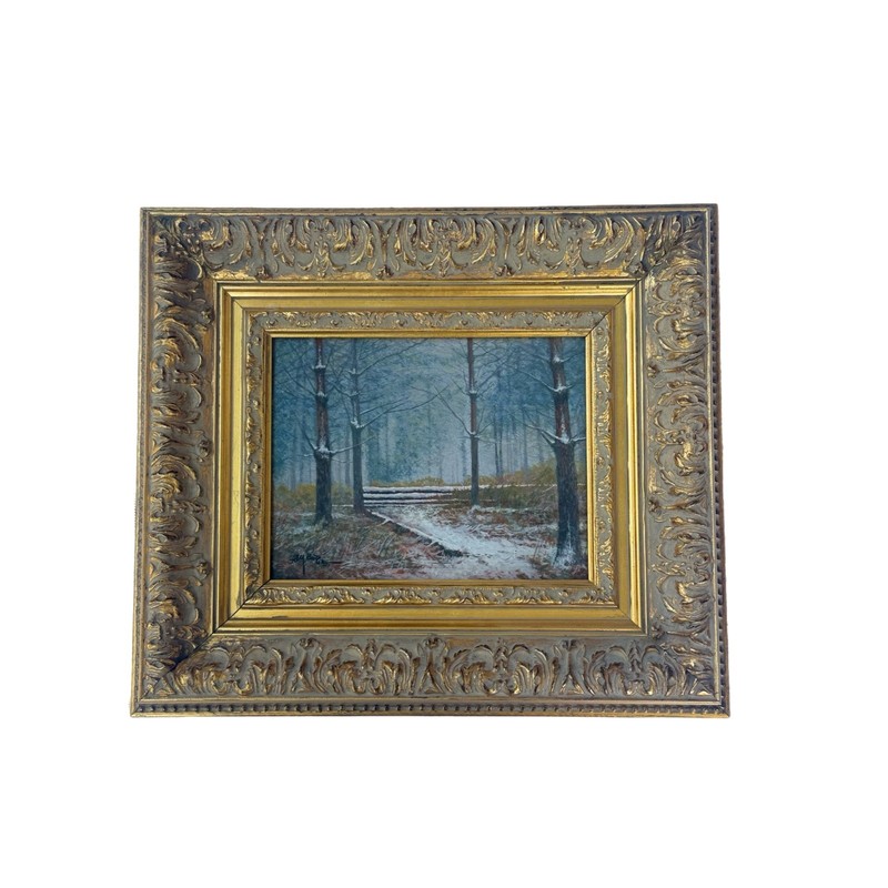 Gary Butler Signed 2001 Winter Landscape Painting Acrylic on Board Framed Quincy