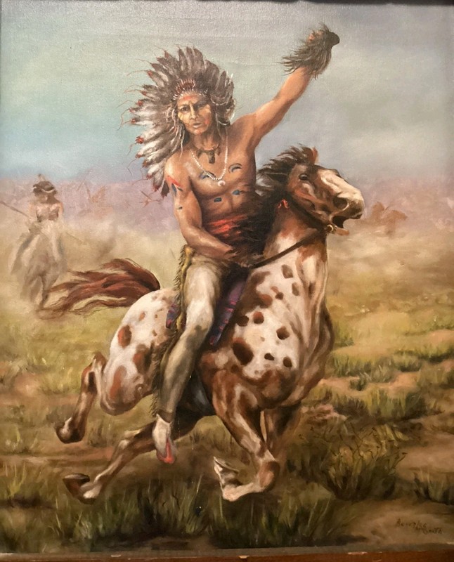 Large Original Oil – War Chief – California Artist