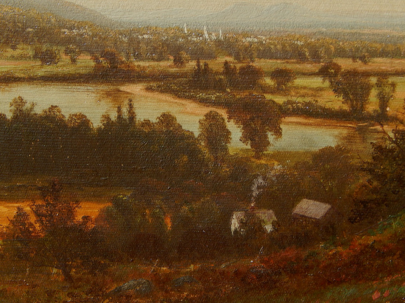 LISTED Edward Nichols (1819-1871) Hudson or Connecticut River View Oil Painting gallery