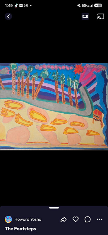 Howard Yosha «The Footsteps» Abstract Acrylic/Canvas Beach Painting 16×20 Signed