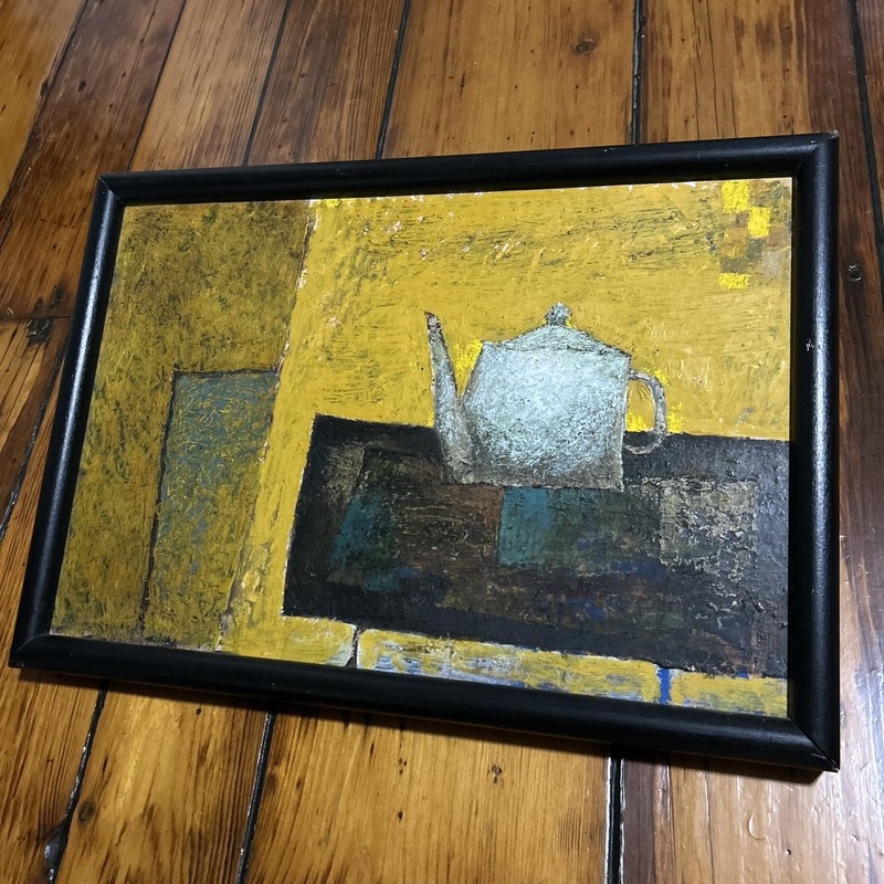 Brutalist Expressionist MCM Russian Artist Style Painting Modernist Coffee