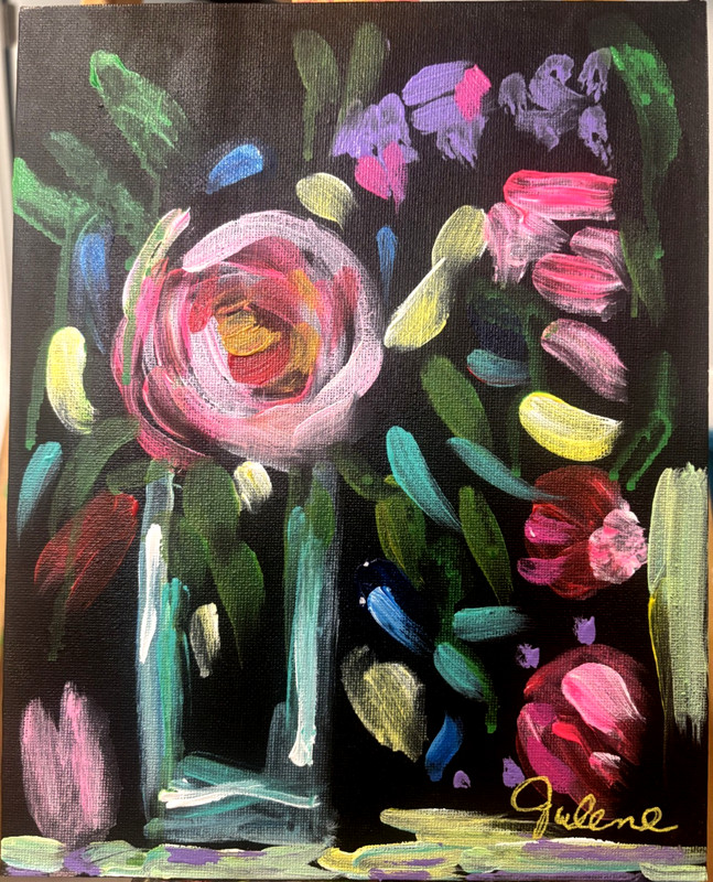 Natalie: Original Painting, Abstract Flowers 8×10 Home Decor