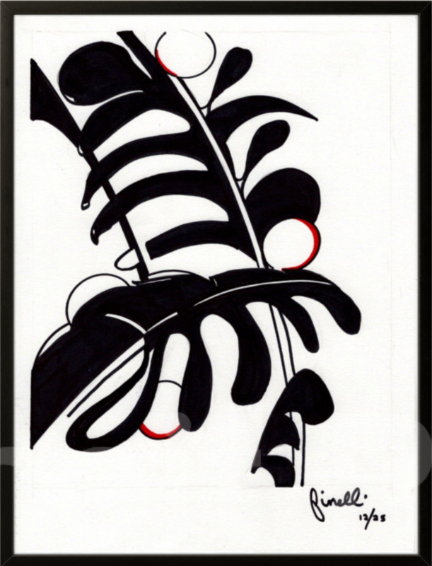 FINELLI ORIGINAL ARTWORK Ink on Paper 9×12 ABSTRACT Feeling Decor Home COA G6Y