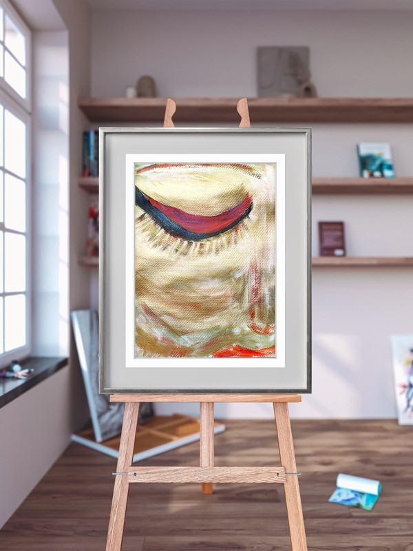 Golden Lady Looks Down Contemporary Expressionist Original Watercolor 9x12 Paper gallery