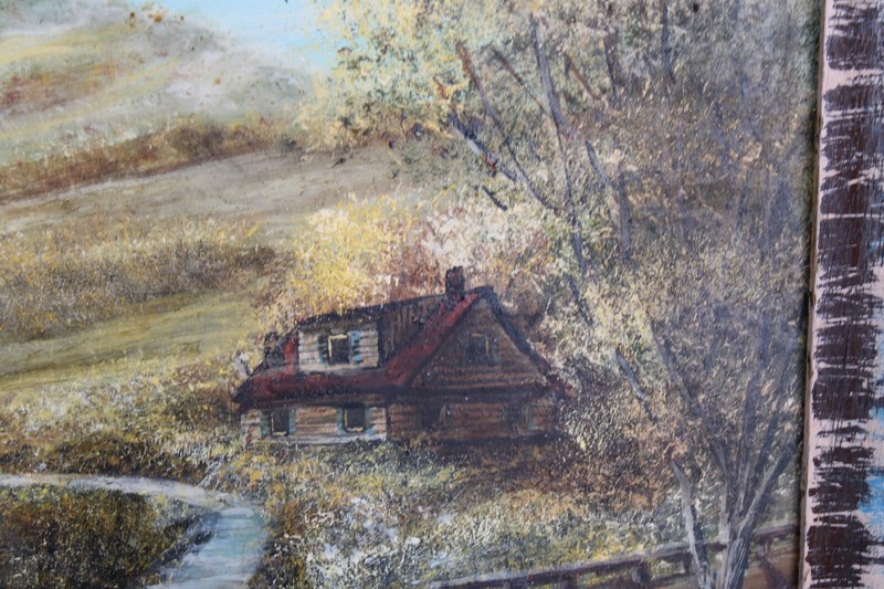 Vintage Homestead Oil Painting On Masonite Joseph Charles Frumes 1983 gallery