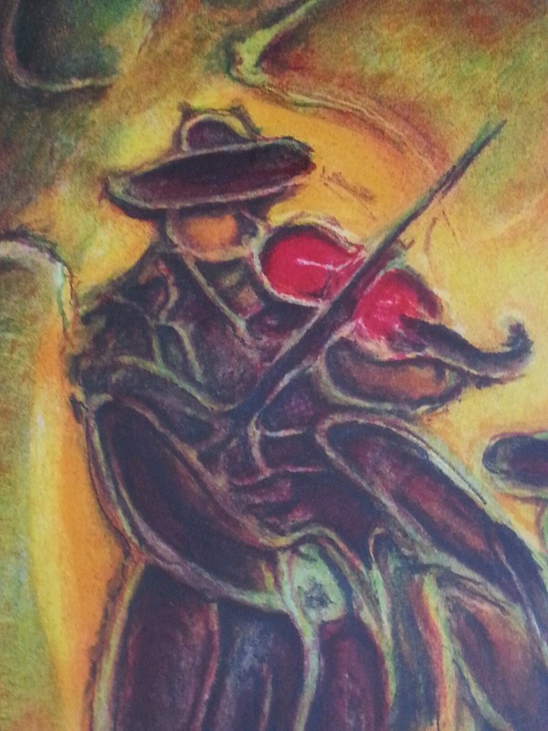 Artist proof abstract lithograph by Raymond Reynolds "Jewish Band" 29.5×25 inch gallery