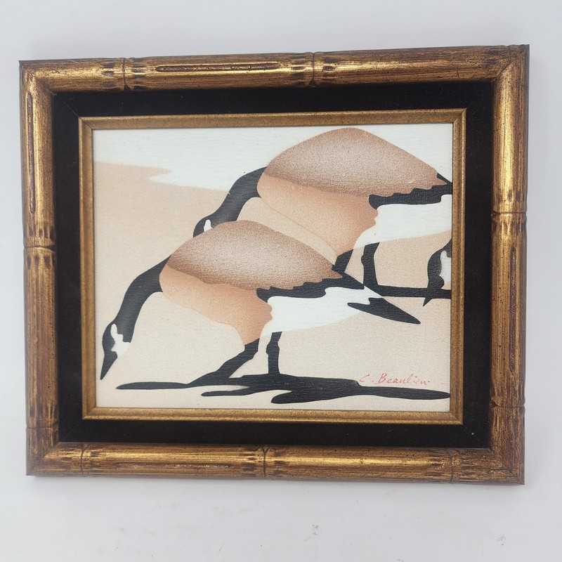 Canadian Geese Pair Art Oil Painting Signed Framed Artistic Interiors 13×11