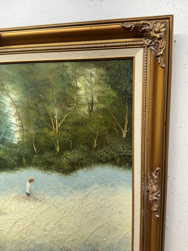 LARGE VINTAGE K SCHEFFER SIGNED OIL PAINTING LANDSCAPE FIGURE FRAMED gallery