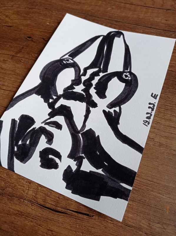 Original Drawing Erotic Female Body Graphics Art Sketch Marker Illustration 8х6" gallery
