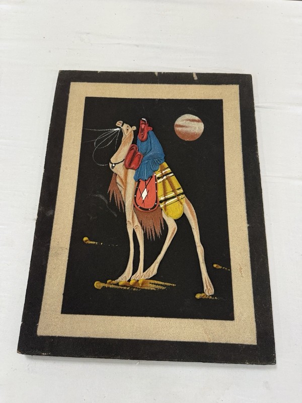 Camel and Desert Folk Art Sand art on Board Unframed Single Piece 12×15