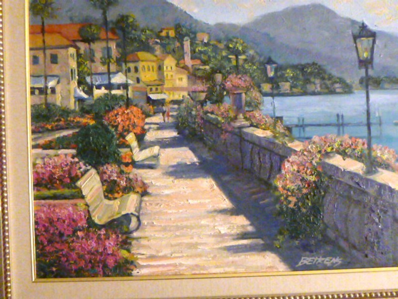 HOWARD BEHRENS - LAKE COMO - ORIGINAL PAINTING ACRYLIC ON CANVAS 22x30 gallery