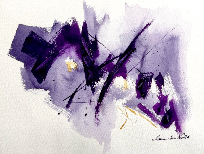 Abstract Watercolor 11"x15" Abstract Purple Original Paper Modern Home Wall Art gallery