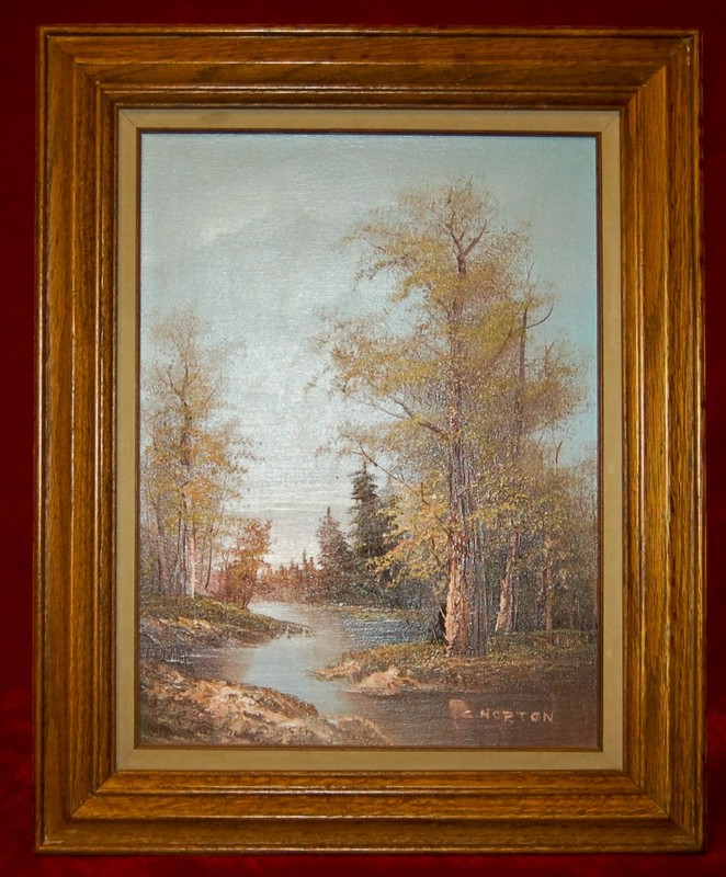 Framed Oil on Canvas PAINTING Landscape 20″ x 16″ C.Norton Authentic Certified!