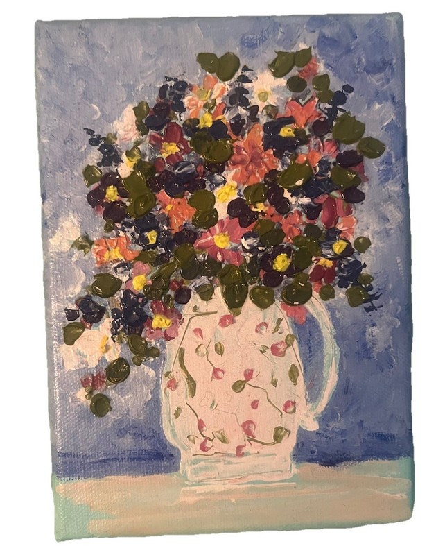 Original Flower Base Acrylic Painting on Canvas Hand painted Wild Flowers 7×5