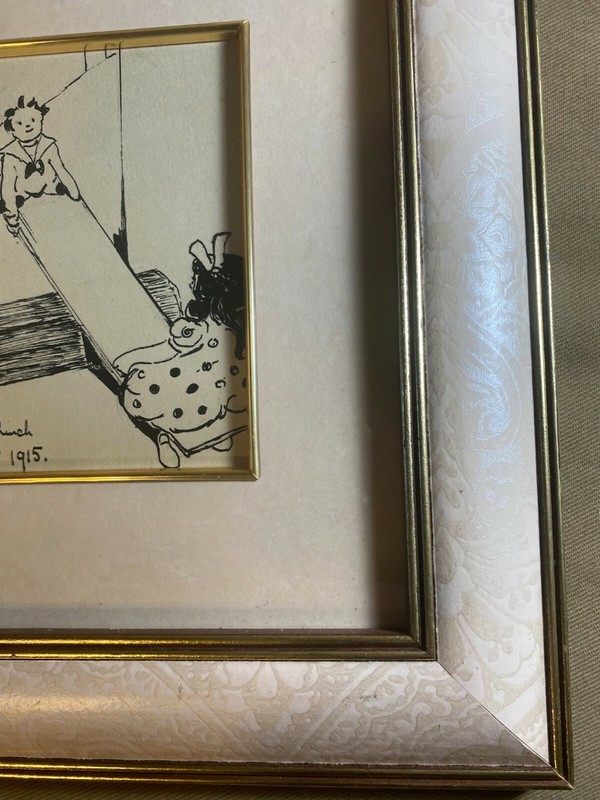 Antique Georgie E L Church 1915 "Moorfields" Pen And Ink Drawing - Signed/Framed gallery