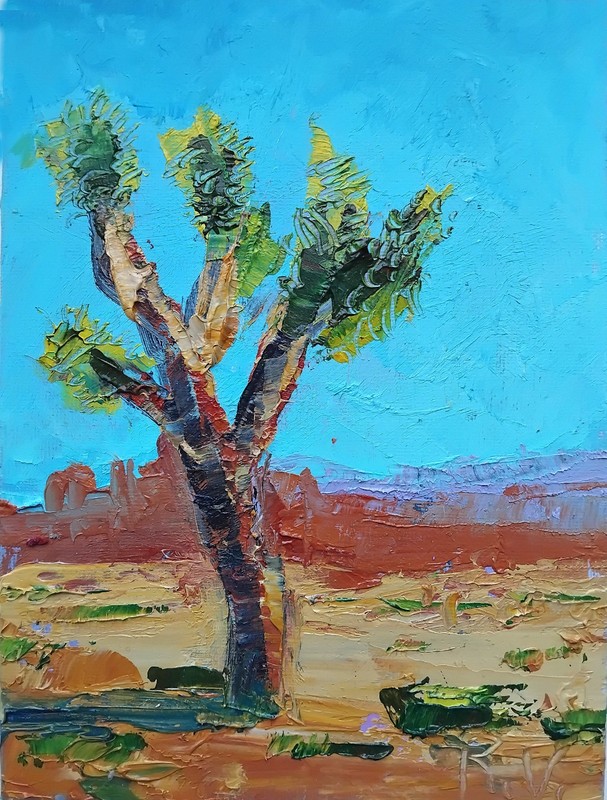 Joshua Tree Oil Painting Handmade Original 6×8″ Nevada Utah California desert