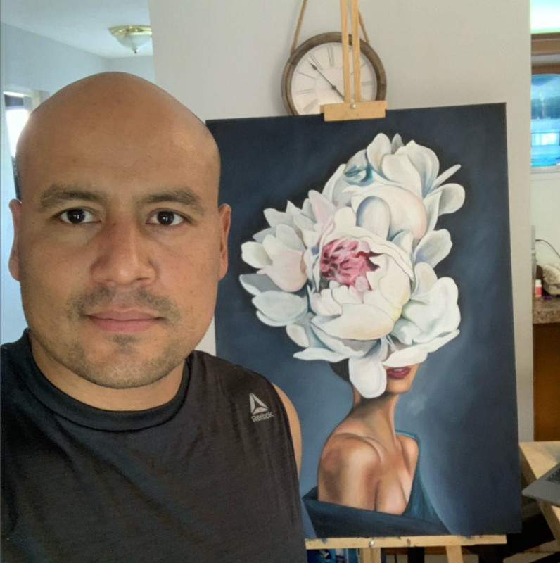 Original Oil Painting Pink Flowers in Glass Vase UNFRAMED 20x24 in gallery