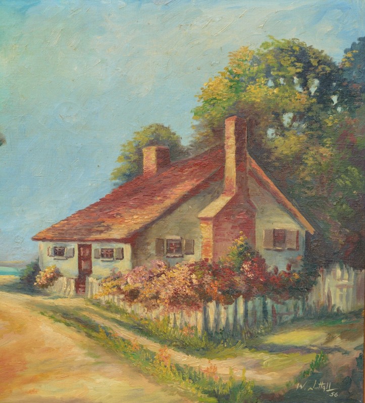STELLAR Oil Painting of Wakefield Virginia, Signed "W. Nuttall" LARGE 39 x 25! gallery
