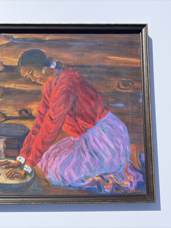ANTIQUE LANDSCAPE PAINTING AMERICAN NAVAJO WOMAN 1930'S INDIAN GARDNER PORTRAIT gallery